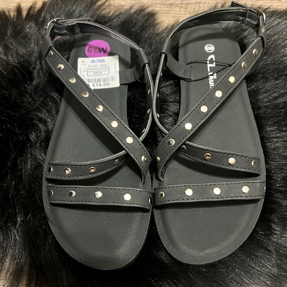 Black Silver Stud Sandals